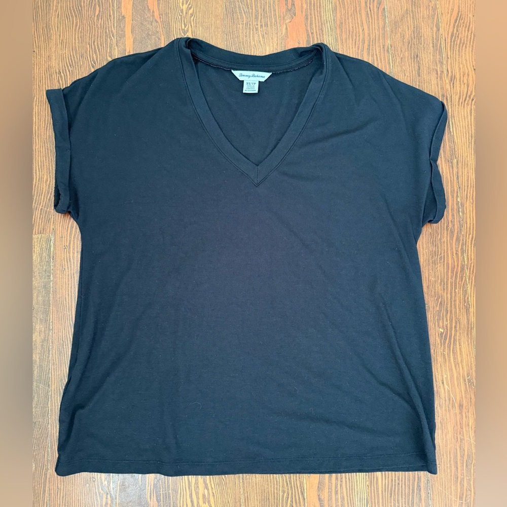 Tommy Bahama Classic Black V-Neck Short Sleeve Top
